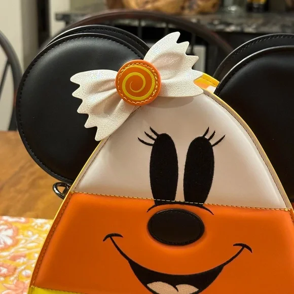 LOUNGEFLY Disney Mickey and Minnie Mouse Candy Corn Crossbody Bag
